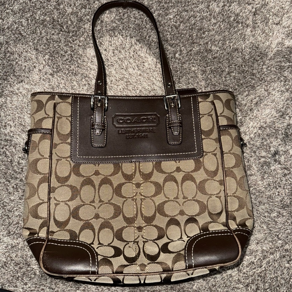 Coach Brown Signature Tote Bag